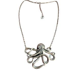 ZAD Silver Tone Octopus Necklace Tentacles Sea Life Nautical Cruise Adj 21"